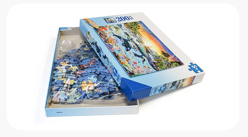 Brinquedos educativos personalizados para crianças 200 peças quebra-cabeças de papel cartão azul para crianças