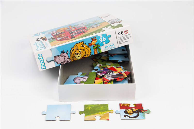 Jogo de tabuleiro de piso grande personalizado com imagem de desenho animado 36 peças quebra-cabeça para crianças